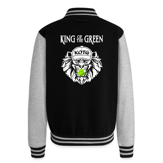KOTG - Just Hoods Heavyweight Letterman Jacket - black/heather grey