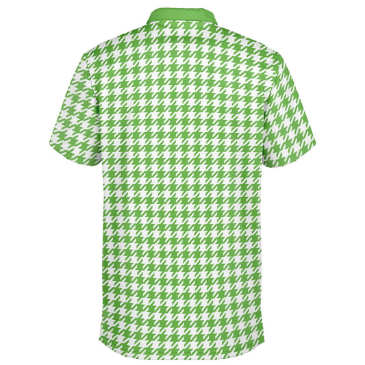 Houndstooth Pattern - Men's Polo Shirt - LightGreen wLogo