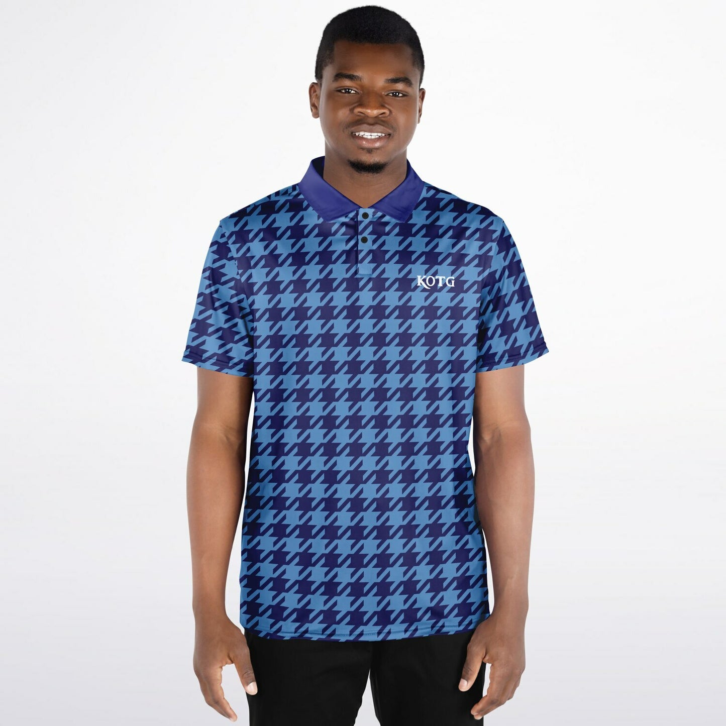 Houndstooth Pattern - Men's Polo Shirt - BlueBlue