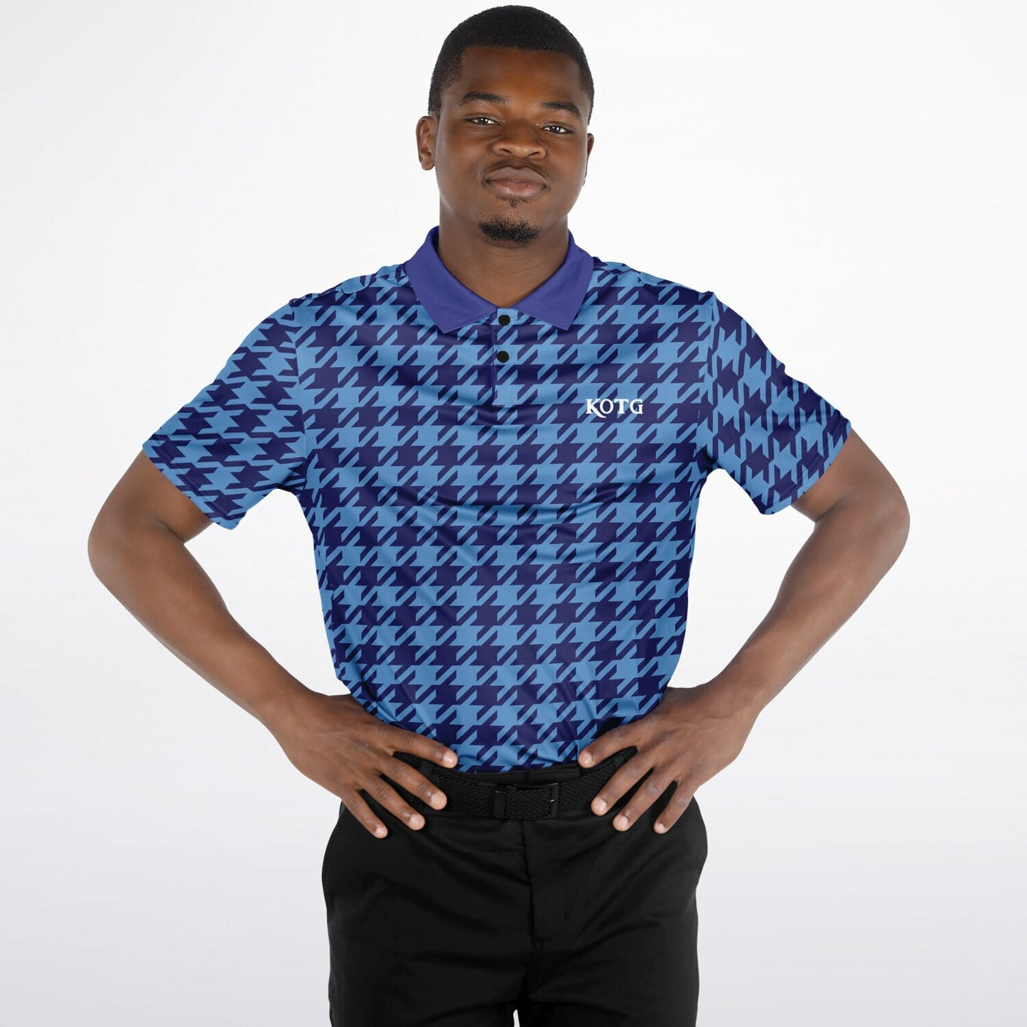 Houndstooth Pattern - Men's Polo Shirt - BlueBlue