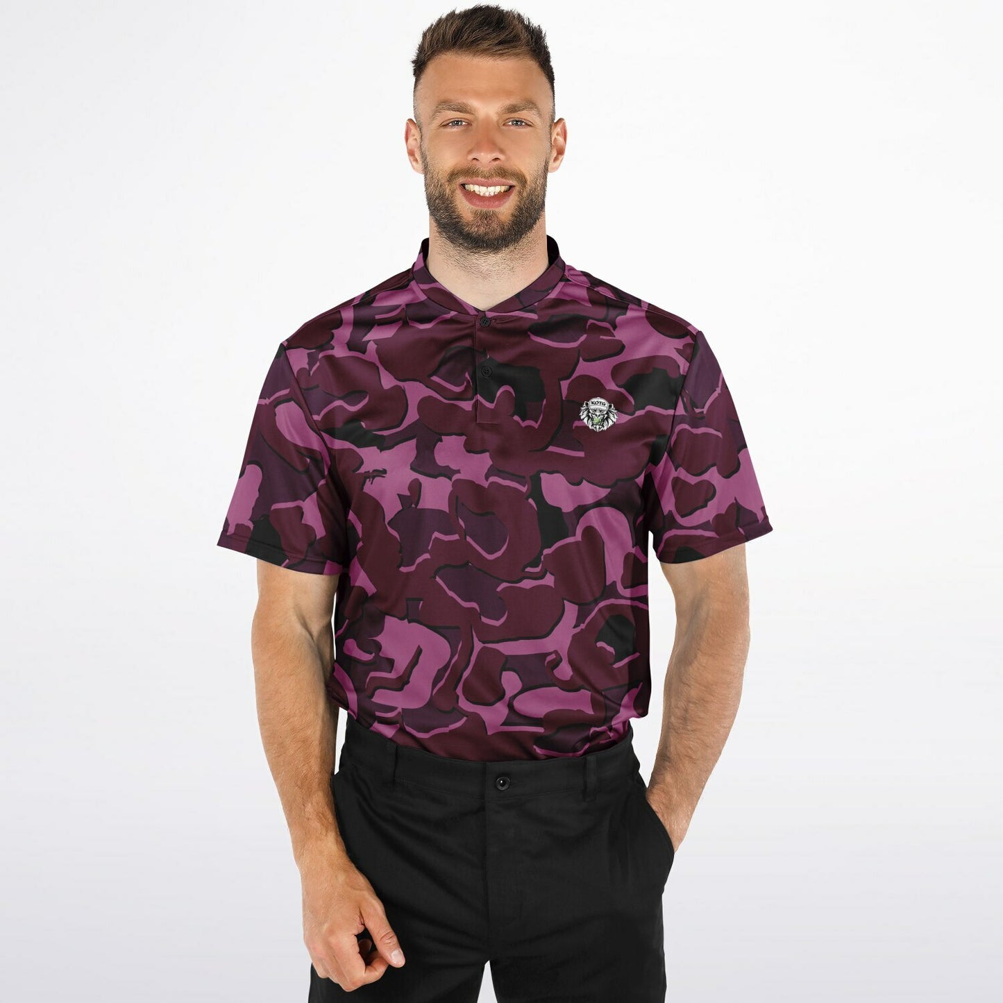 Camo - Blade Collar Polo Shirt (Burgandy)