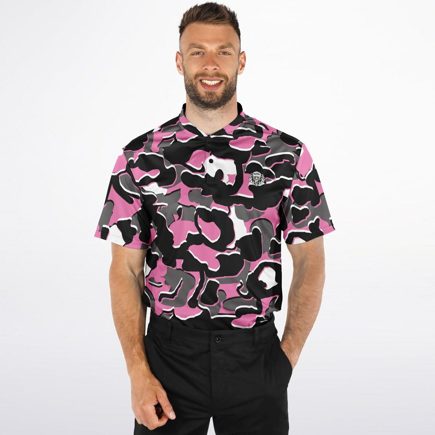 Camo - Blade Collar Polo Shirt (PinkBlackWhite)