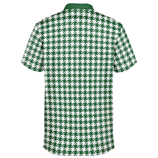 Houndstooth Pattern - Men's Polo Shirt - Green wLogo