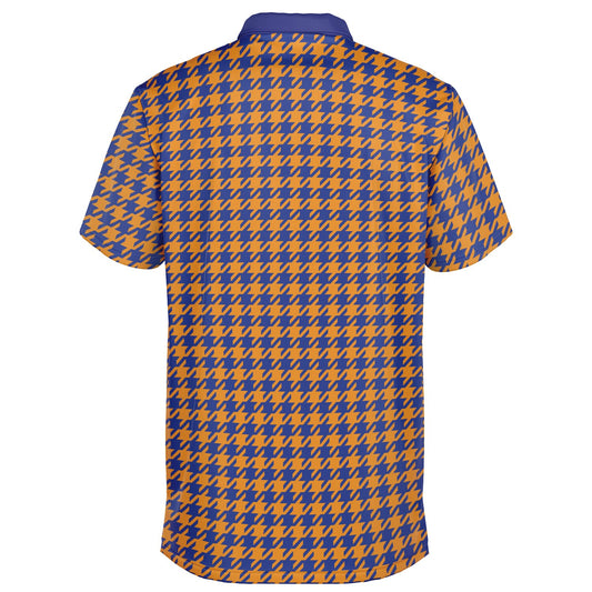 Houndstooth Pattern - Men's Polo - BlueOrange- wLogo