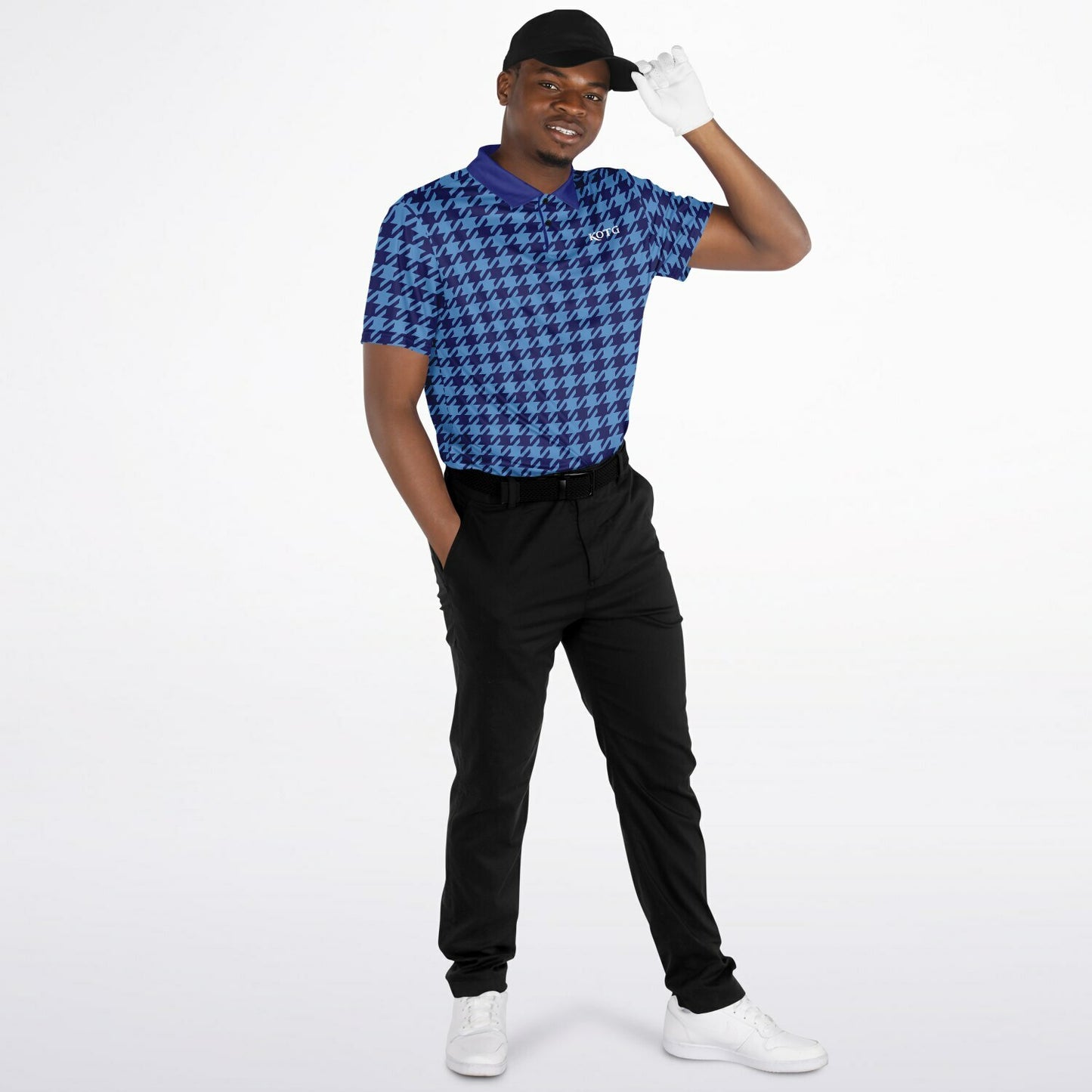 Houndstooth Pattern - Men's Polo Shirt - BlueBlue