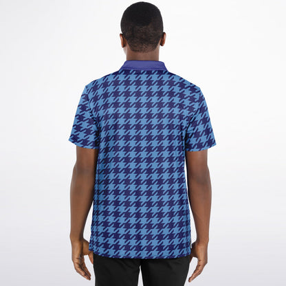 Houndstooth Pattern - Men's Polo Shirt - BlueBlue
