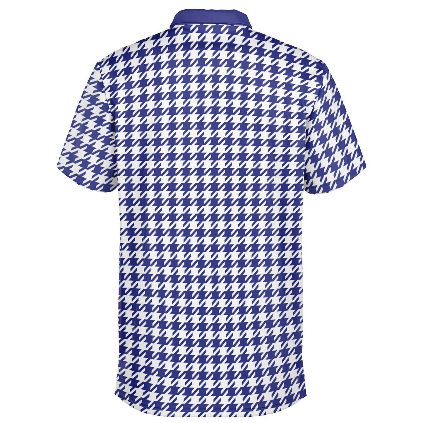 Houndstooth Pattern - Men's Polo Shirt - BlueWhite wLogo