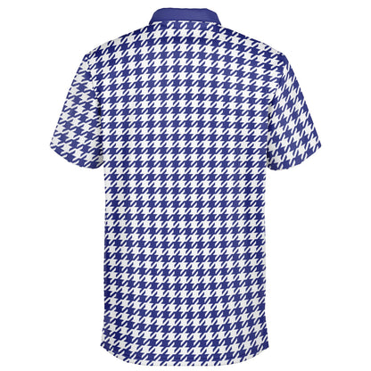 Houndstooth Pattern - Men's Polo Shirt - BlueWhite wLogo