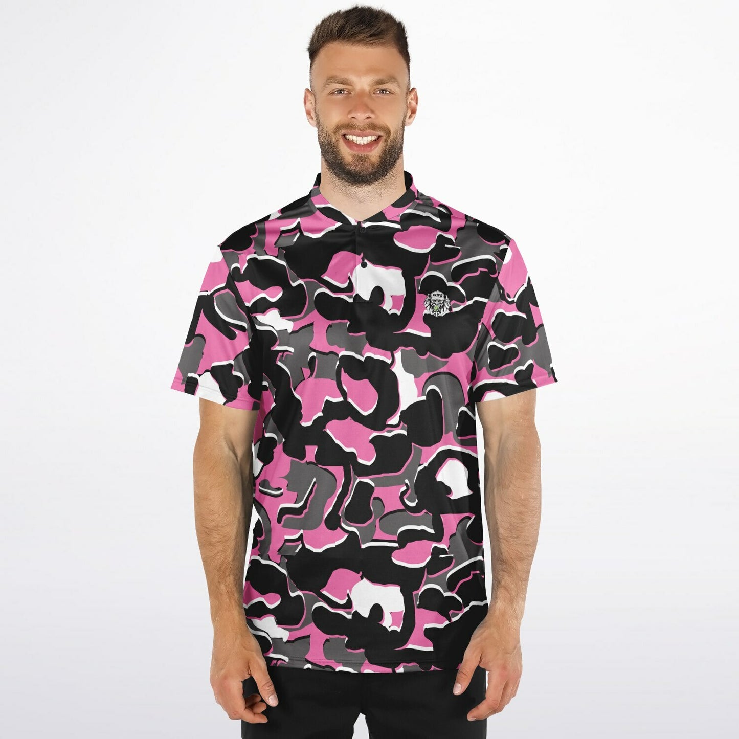 Camo - Blade Collar Polo Shirt (PinkBlackWhite)