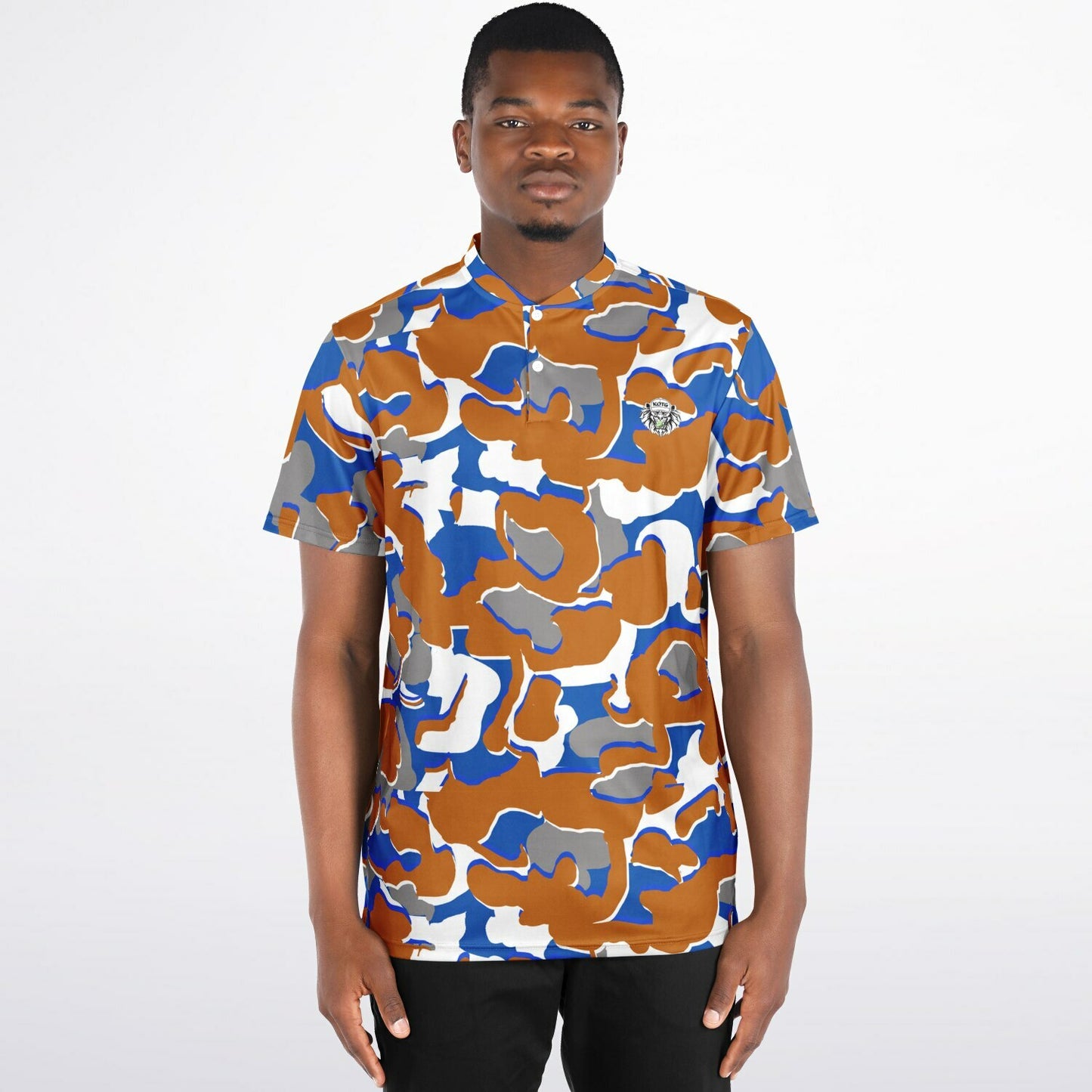 Camo - Blade Collar Polo Shirt (OrangeWhiteBlue)