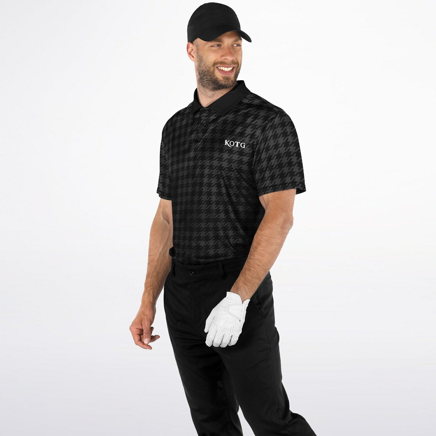 Houndstooth Pattern - Men's Polo Shirt - BlackGray