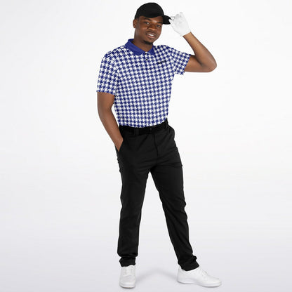 Houndstooth Pattern - Men's Polo Shirt - BlueWhite