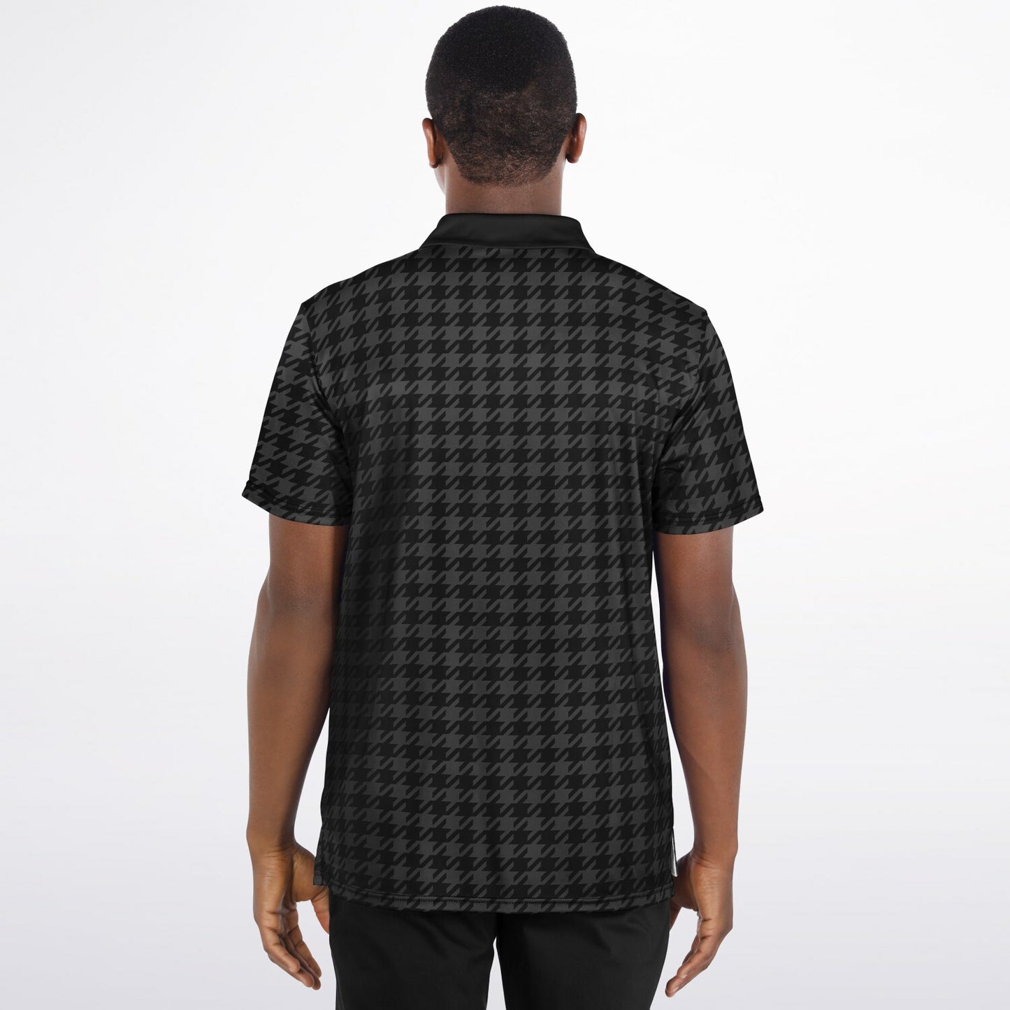 Houndstooth Pattern - Men's Polo Shirt - BlackGray