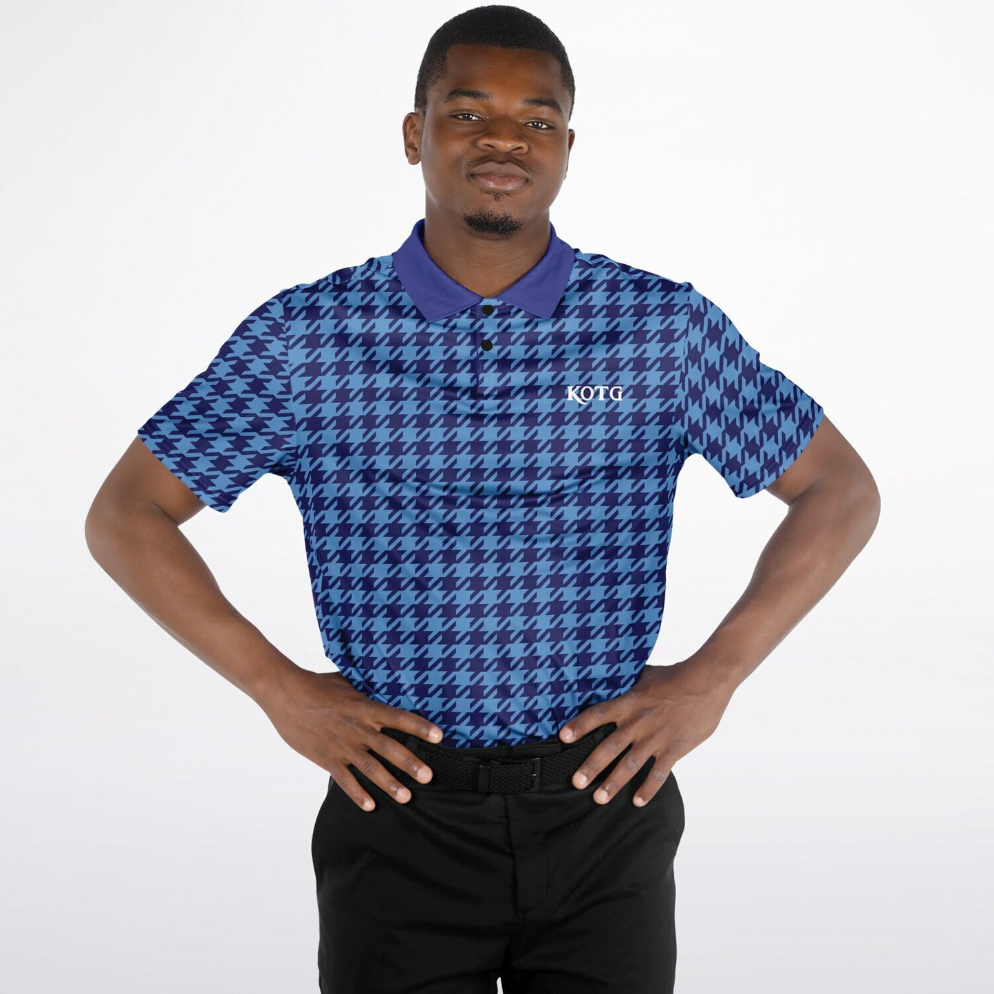 Houndstooth Pattern - Men's Polo Shirt - BlueBlue