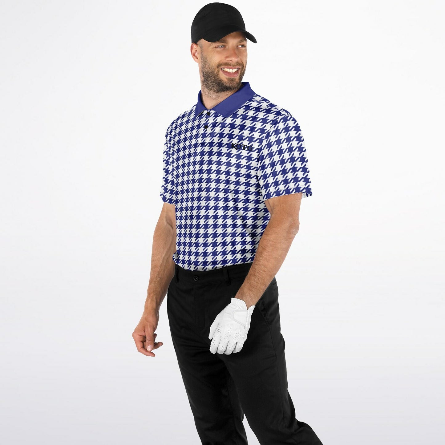 Houndstooth Pattern - Men's Polo Shirt - BlueWhite