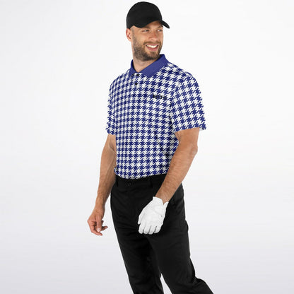 Houndstooth Pattern - Men's Polo Shirt - BlueWhite