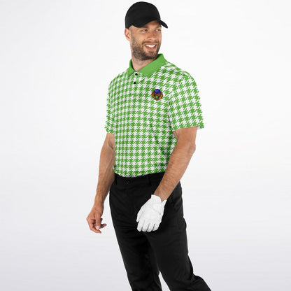 Houndstooth Pattern - Men's Polo Shirt - LightGreen wLogo