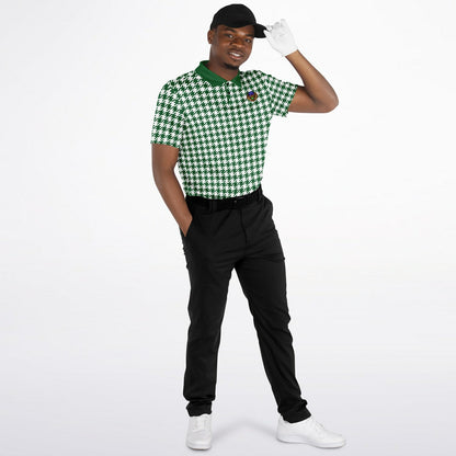Houndstooth Pattern - Men's Polo Shirt - Green wLogo