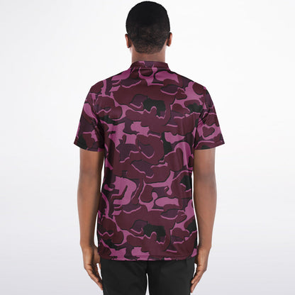 Camo - Blade Collar Polo Shirt (Burgandy)