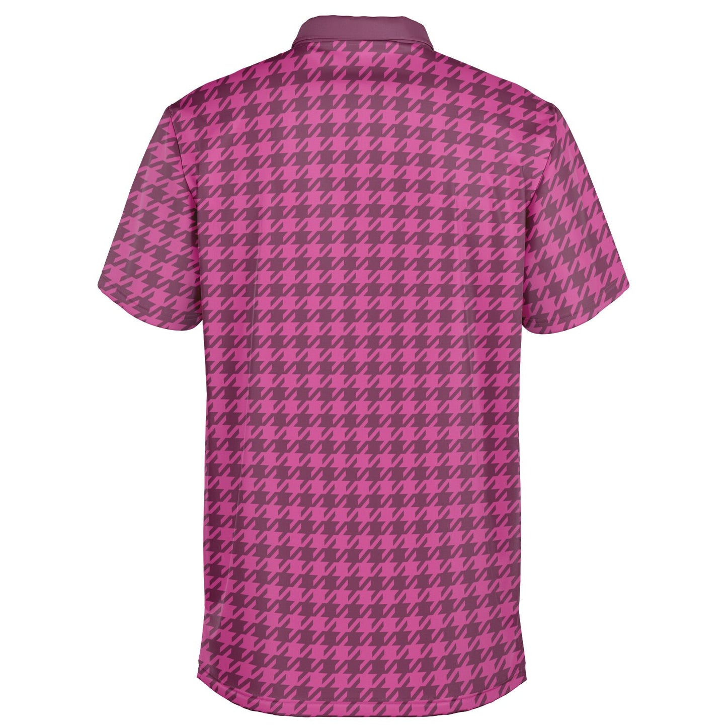 Houndstooth Pattern - Men's Polo Shirt - Burgandy wLogo