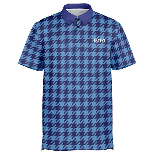 Houndstooth Pattern - Men's Polo Shirt - BlueBlue