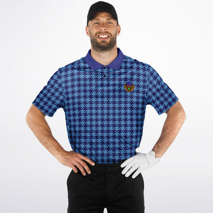 Houndstooth Pattern - Men's Polo Shirt - BlueBlue wLogo