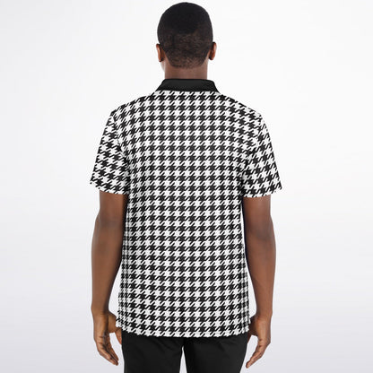 Houndstooth Pattern - Men's Polo - BlackWhite-  wLogo