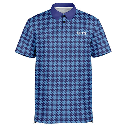 Houndstooth Pattern - Men's Polo Shirt - BlueBlue