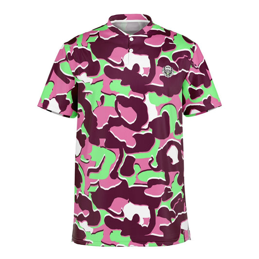 Camo - Blade Collar Polo Shirt (PinkMintGreen)