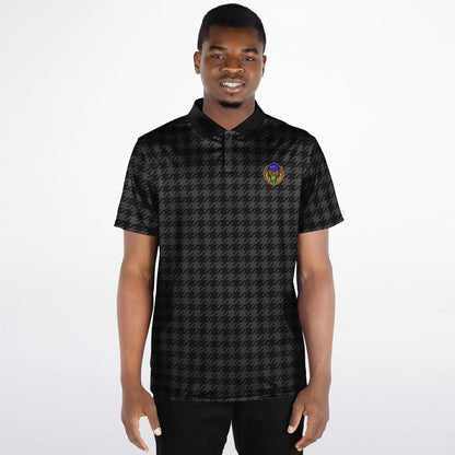 Houndstooth Pattern - Men's Polo Shirt - BlackGray wLogo