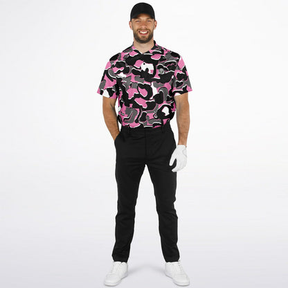 Camo - Blade Collar Polo Shirt (PinkBlackWhite)