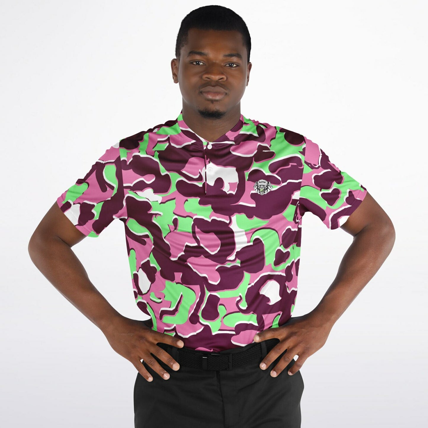 Camo - Blade Collar Polo Shirt (PinkMintGreen)