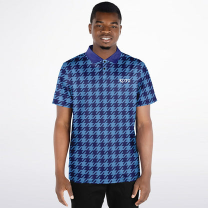 Houndstooth Pattern - Men's Polo Shirt - BlueBlue