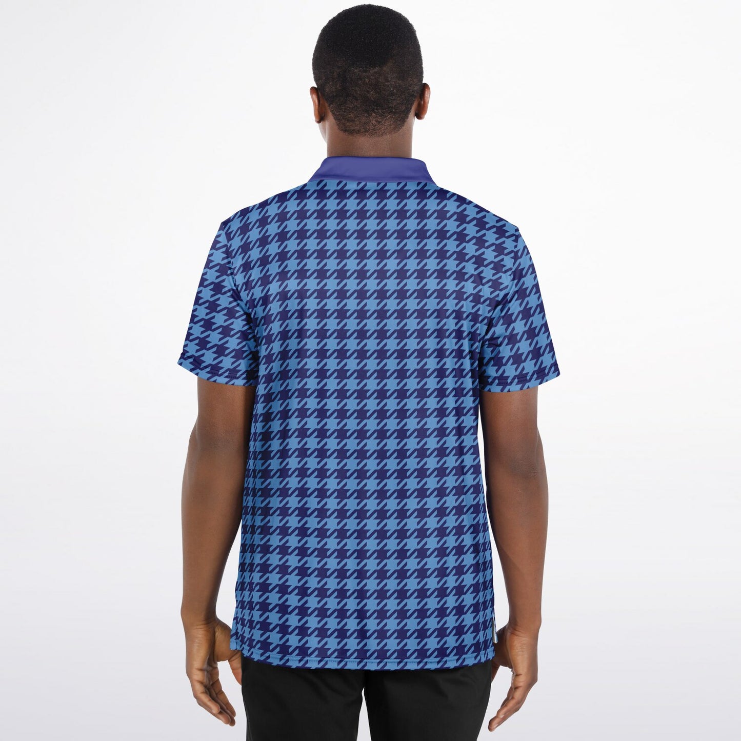 Houndstooth Pattern - Men's Polo Shirt - BlueBlue wLogo
