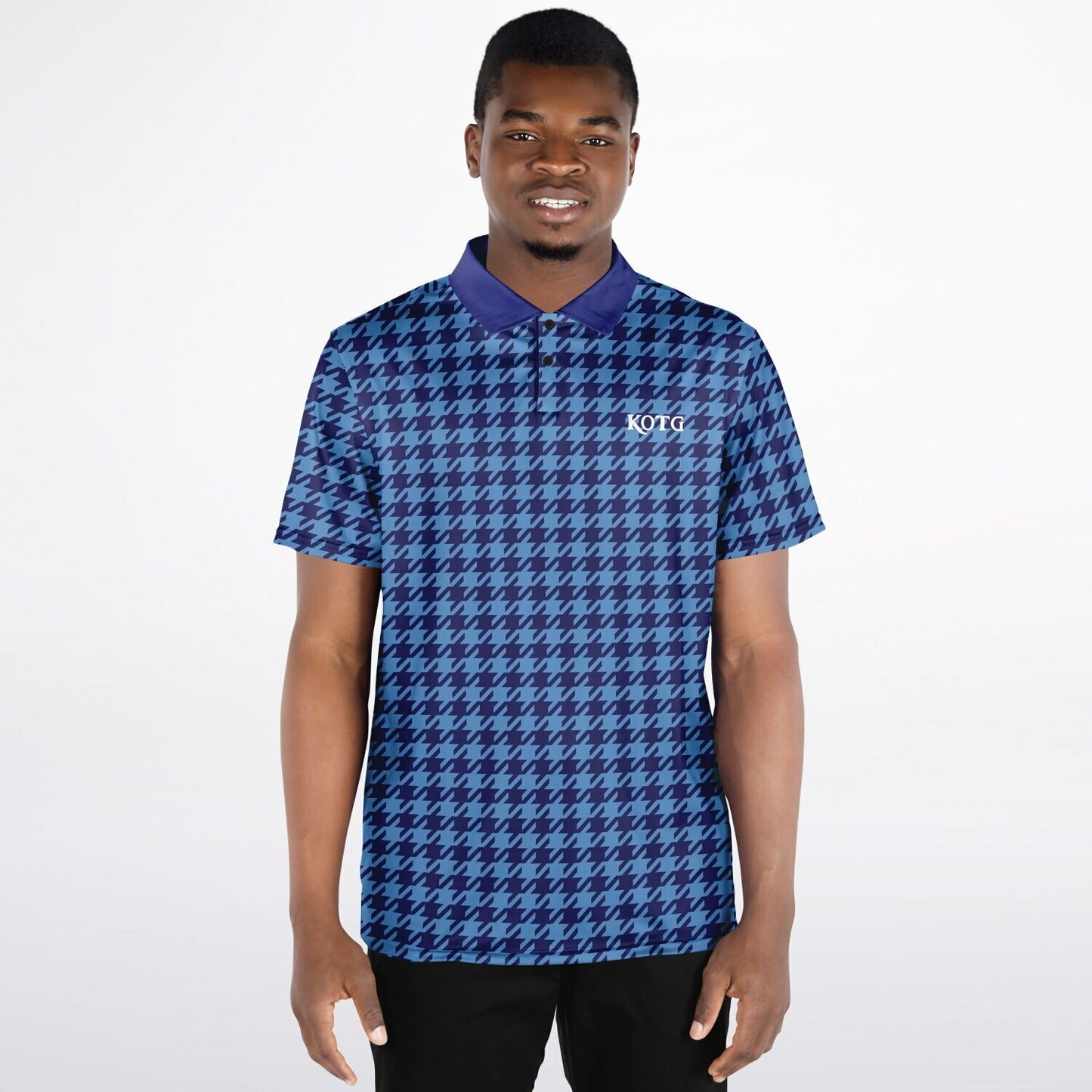 Houndstooth Pattern - Men's Polo Shirt - BlueBlue