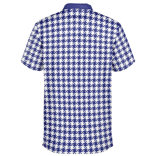 Houndstooth Pattern - Men's Polo Shirt - BlueWhite
