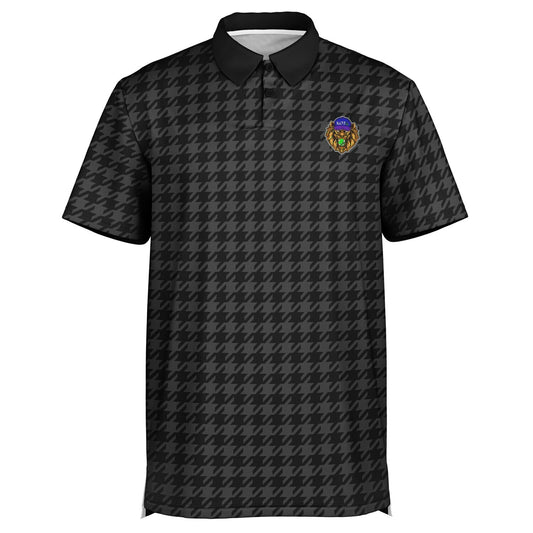 Houndstooth Pattern - Men's Polo Shirt - BlackGray wLogo