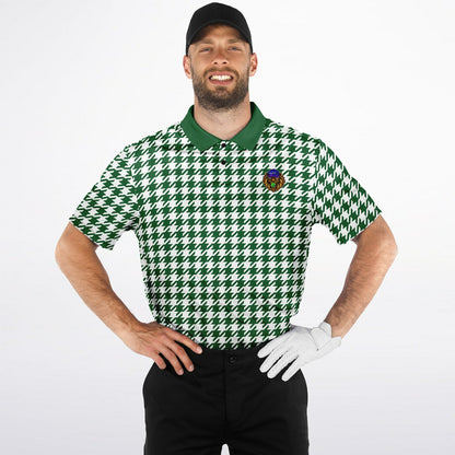 Houndstooth Pattern - Men's Polo Shirt - Green wLogo