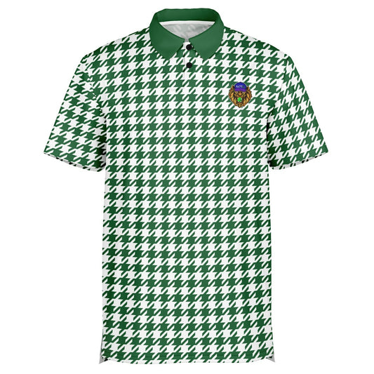 Houndstooth Pattern - Men's Polo Shirt - Green wLogo