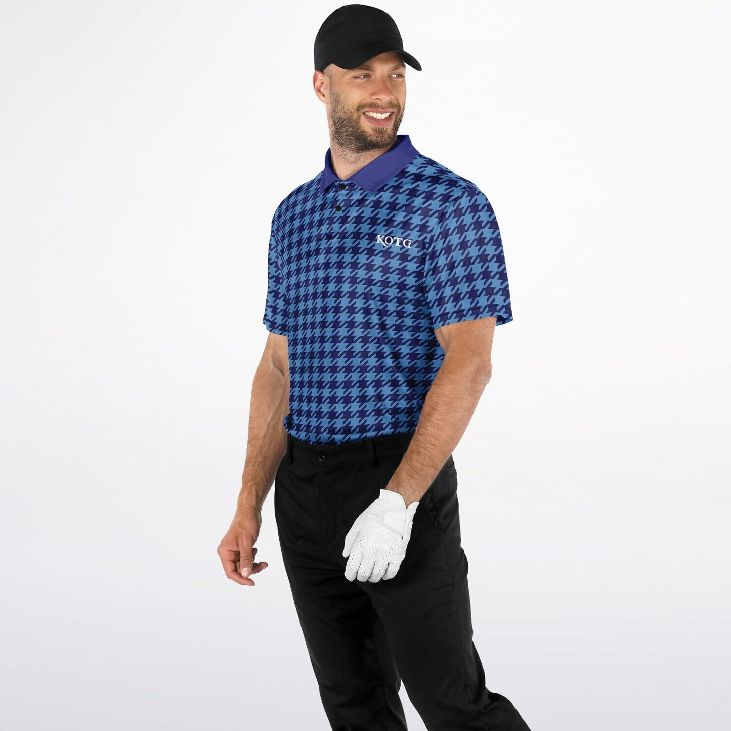 Houndstooth Pattern - Men's Polo Shirt - BlueBlue
