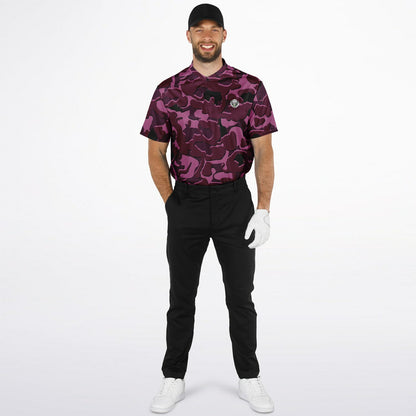 Camo - Blade Collar Polo Shirt (Burgandy)