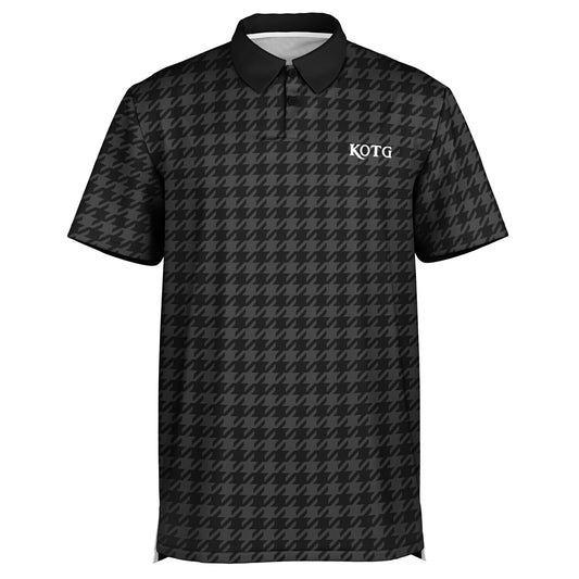 Houndstooth Pattern - Men's Polo Shirt - BlackGray