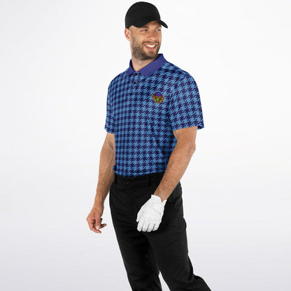 Houndstooth Pattern - Men's Polo Shirt - BlueBlue wLogo