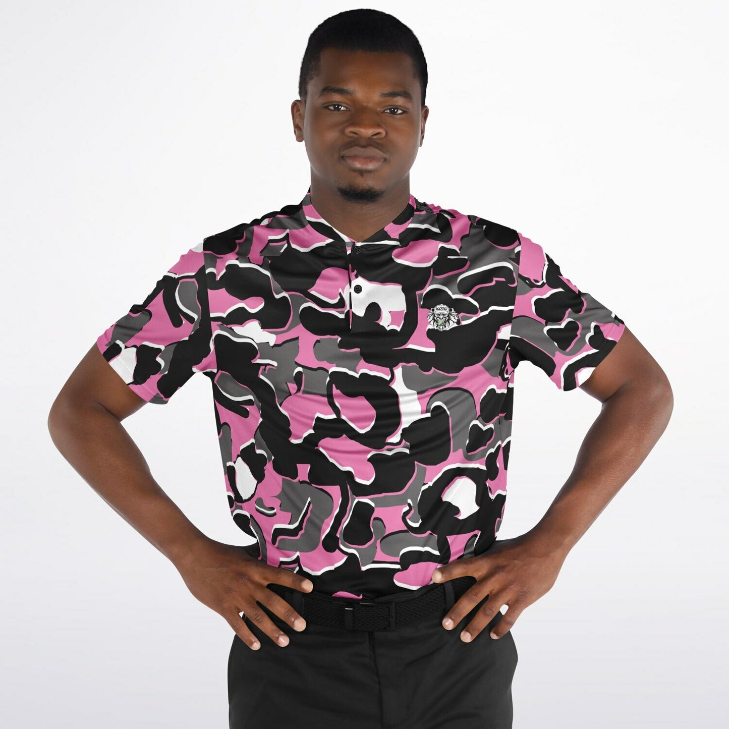 Camo - Blade Collar Polo Shirt (PinkBlackWhite)