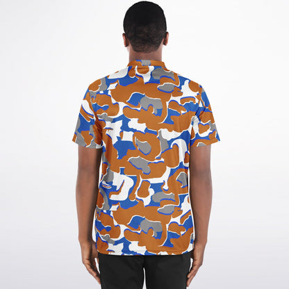 Camo - Blade Collar Polo Shirt (OrangeWhiteBlue)