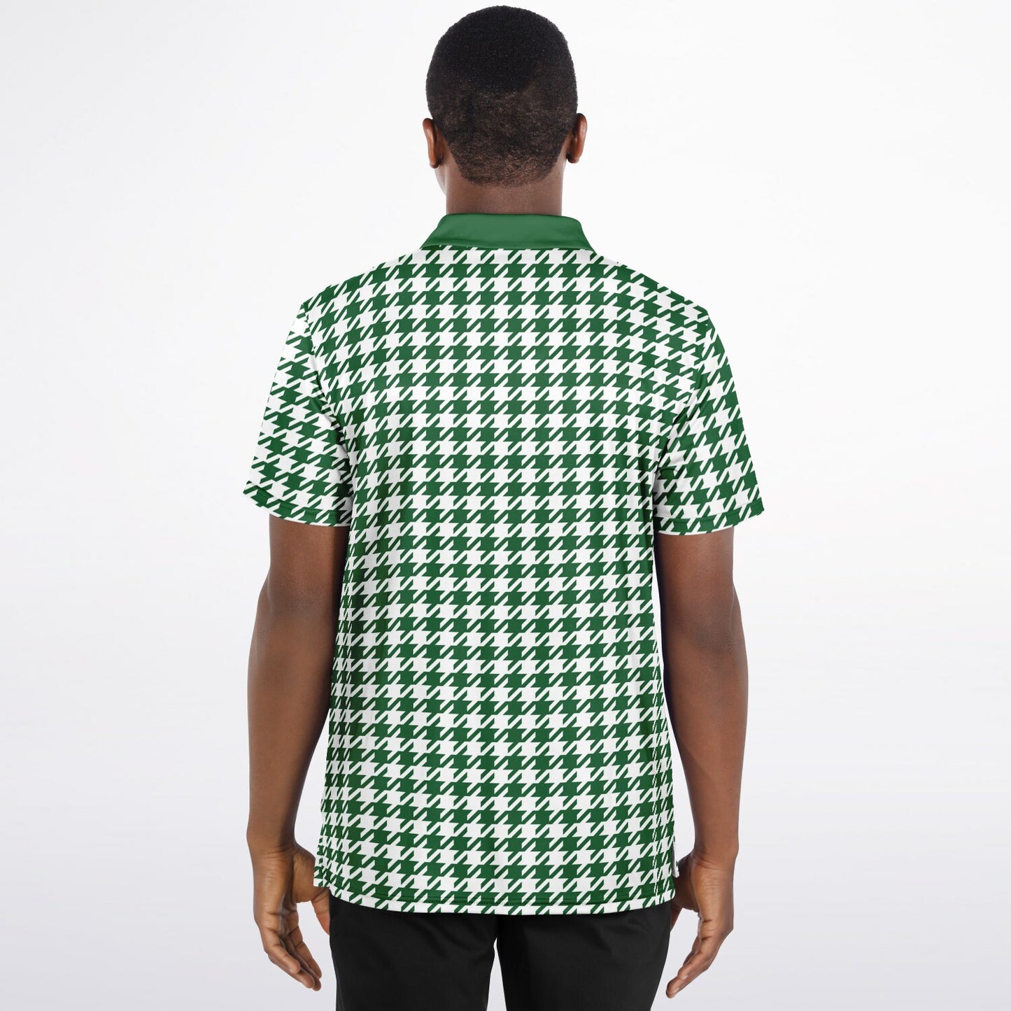 Houndstooth Pattern - Men's Polo Shirt - Green wLogo