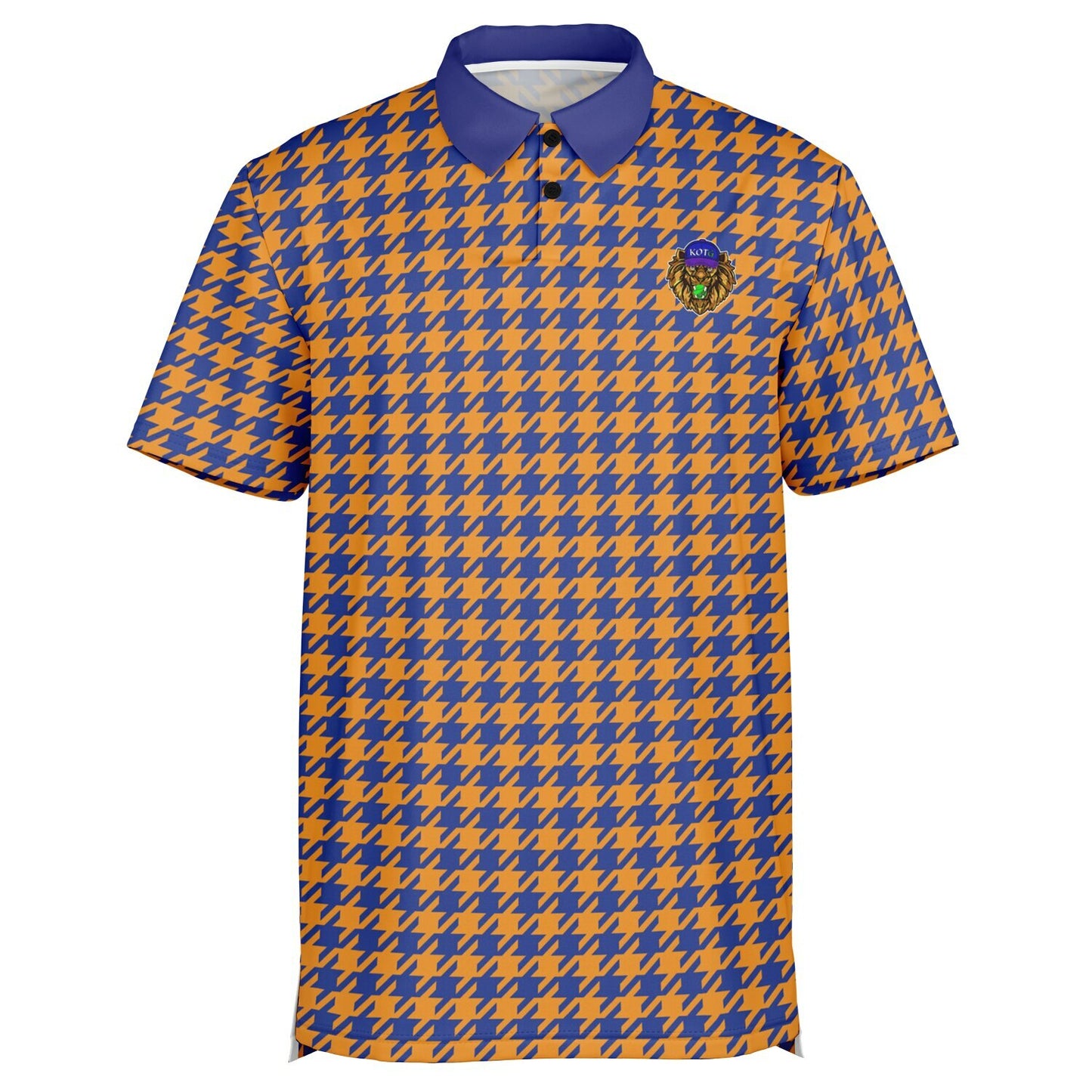 Houndstooth Pattern - Men's Polo - BlueOrange-  wLogo