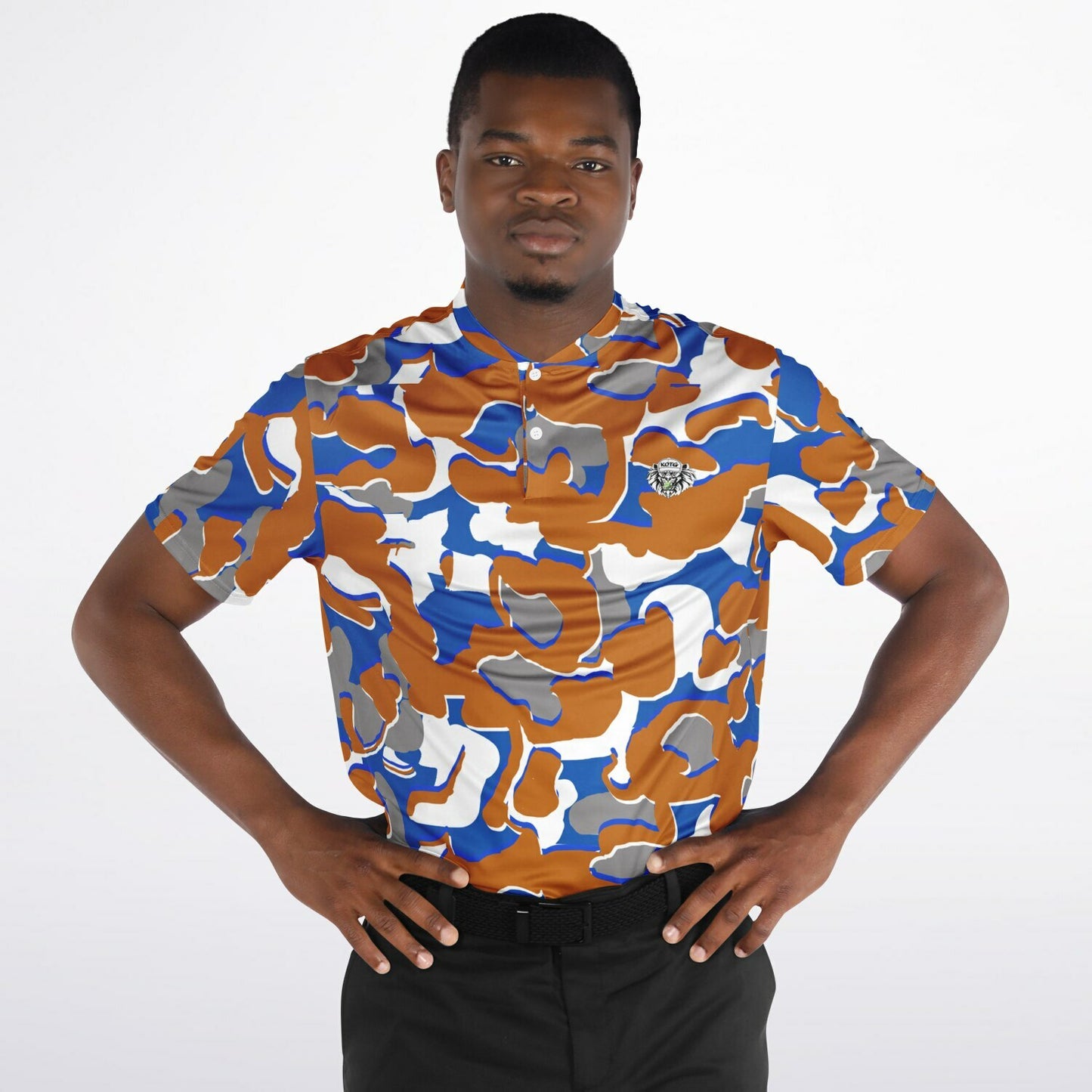 Camo - Blade Collar Polo Shirt (OrangeWhiteBlue)