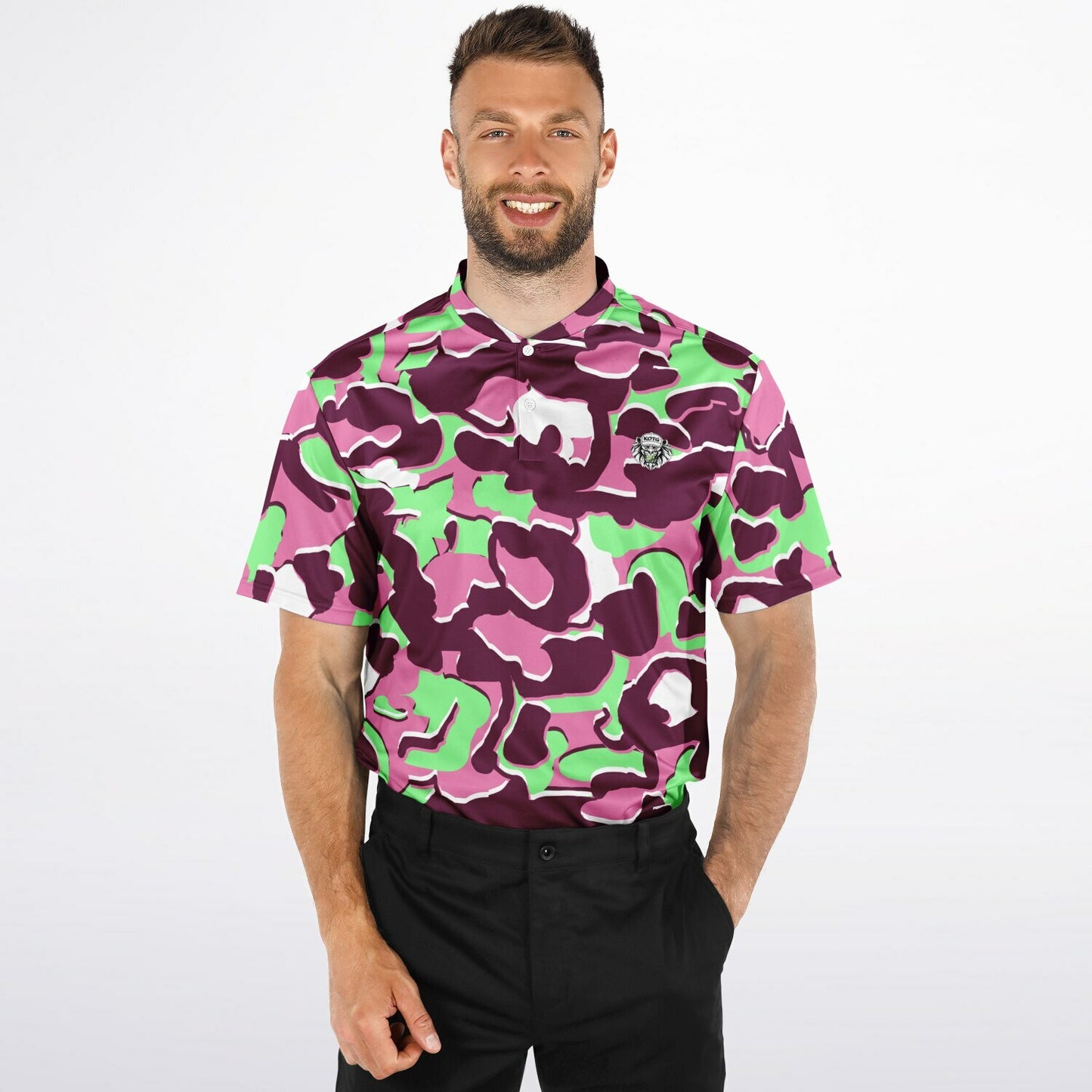 Camo - Blade Collar Polo Shirt (PinkMintGreen)