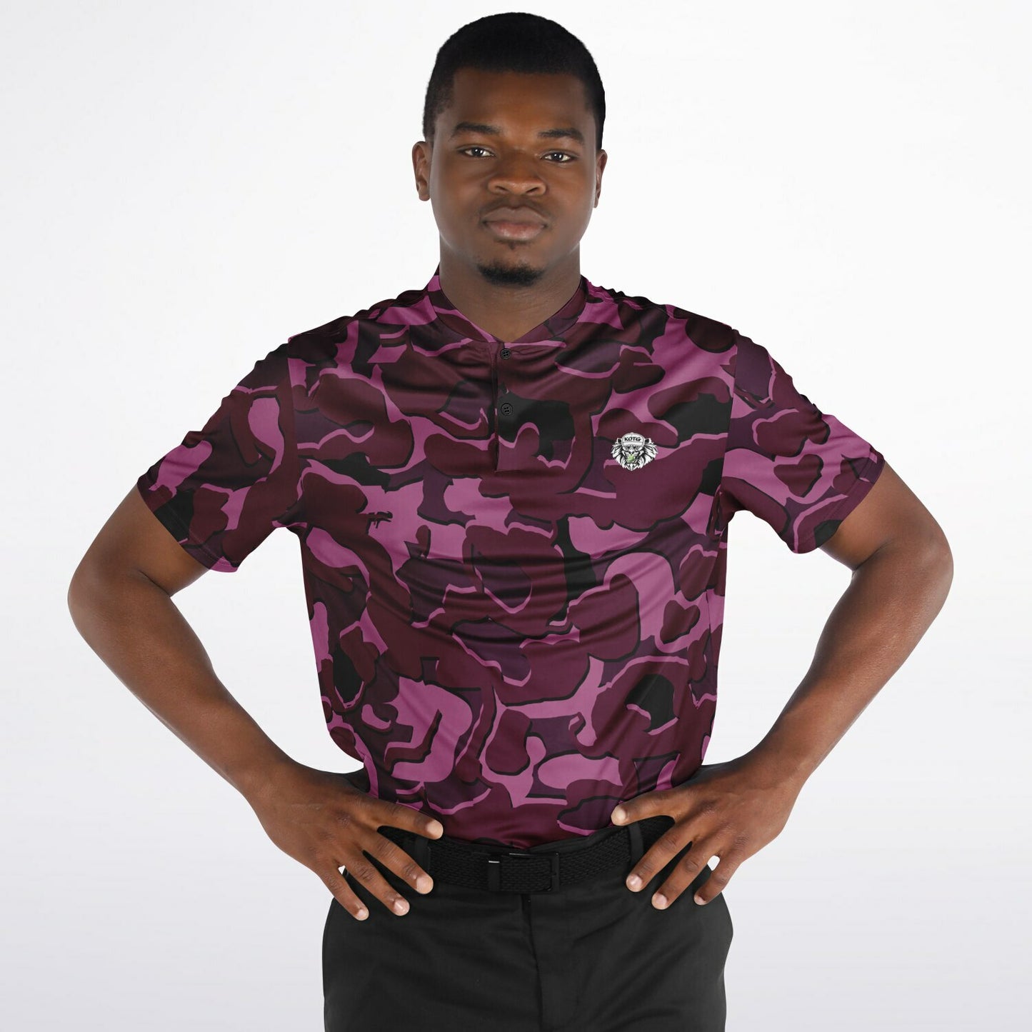 Camo - Blade Collar Polo Shirt (Burgandy)